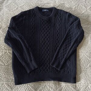 EUC J. Crew Navy Cable Fisherman Sweater